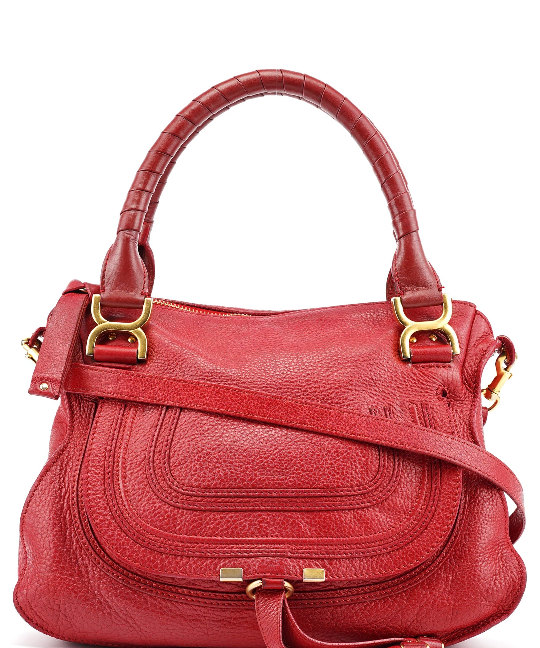 Chloé Red Leather Marcie 2-Way Shoulder Bag