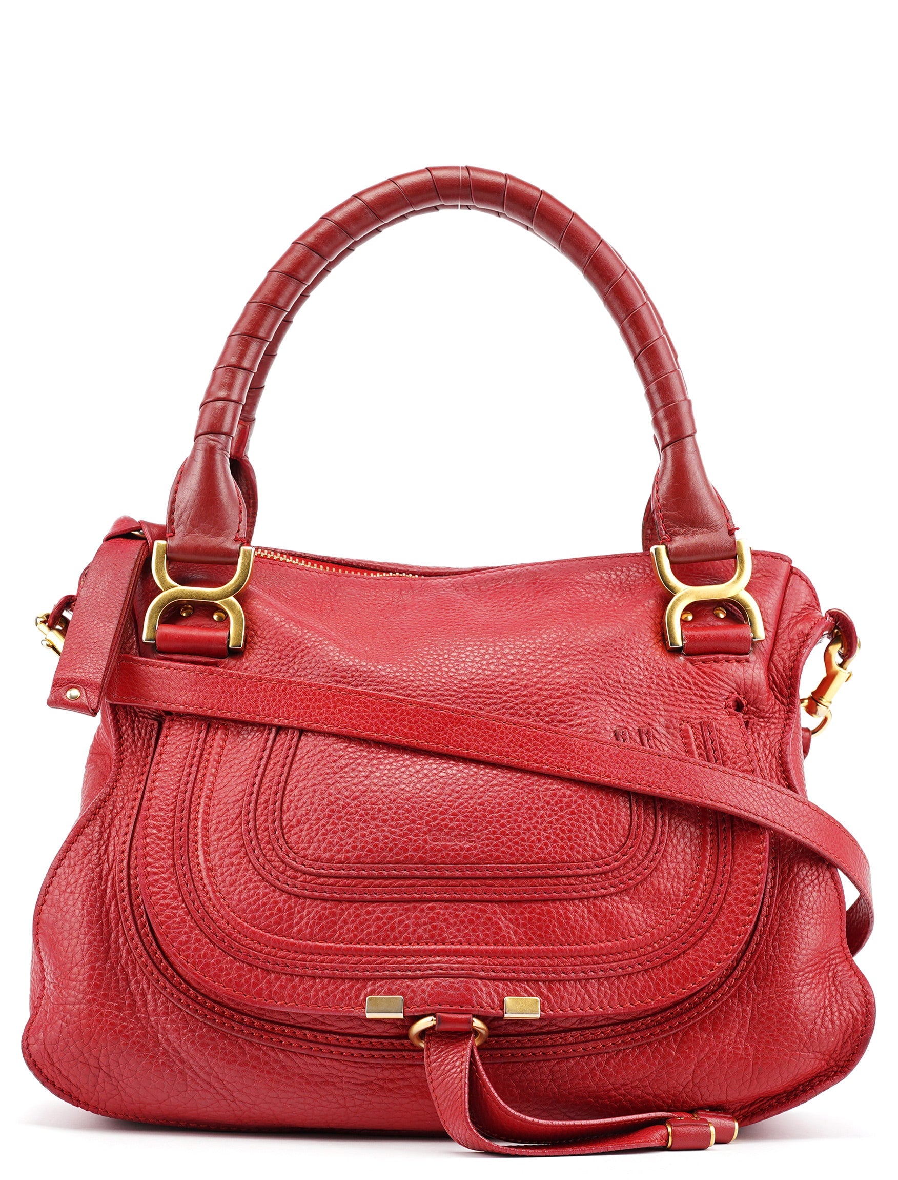 Chloé Red Leather Marcie 2-Way Shoulder Bag