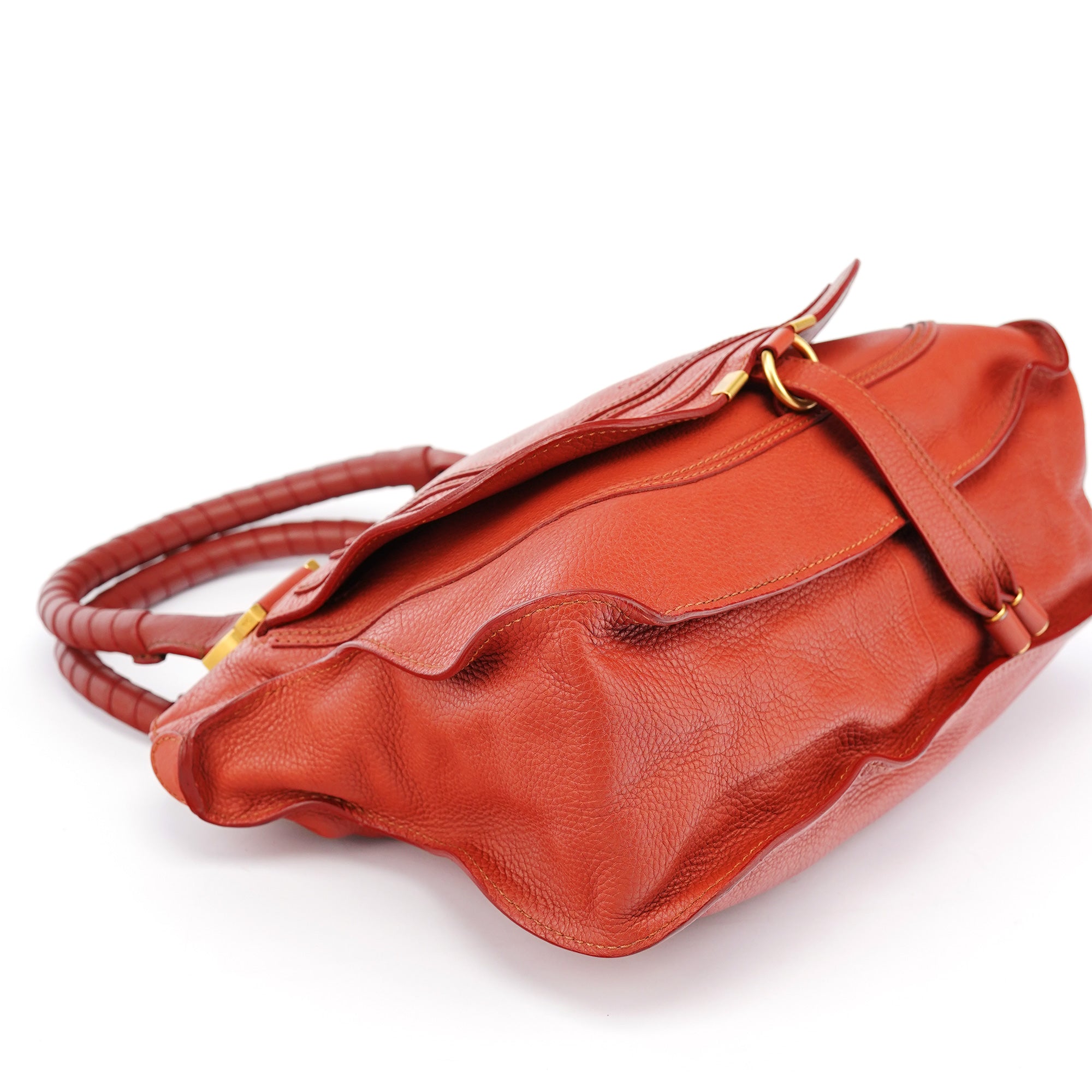 Chloe Red Leather Marcie Shoulder Bag