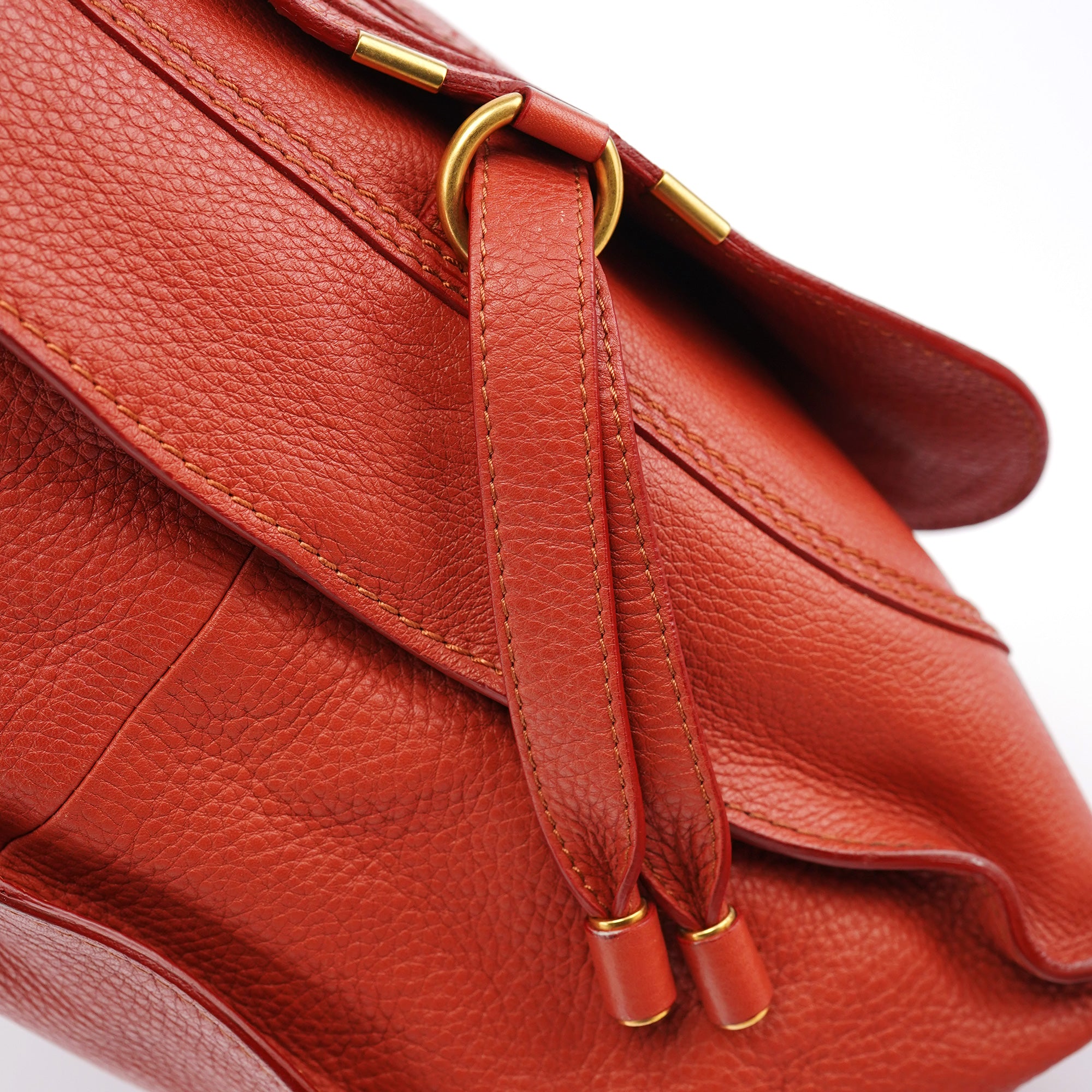Chloe Red Leather Marcie Shoulder Bag