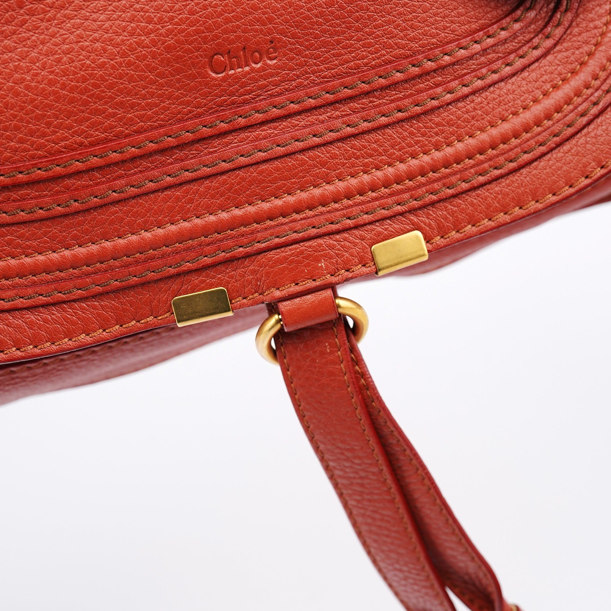 Chloe Red Leather Marcie Shoulder Bag