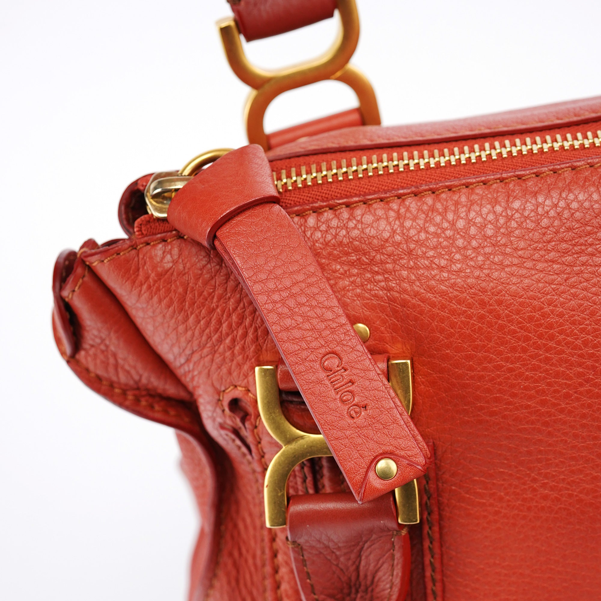 Chloe Red Leather Marcie Shoulder Bag