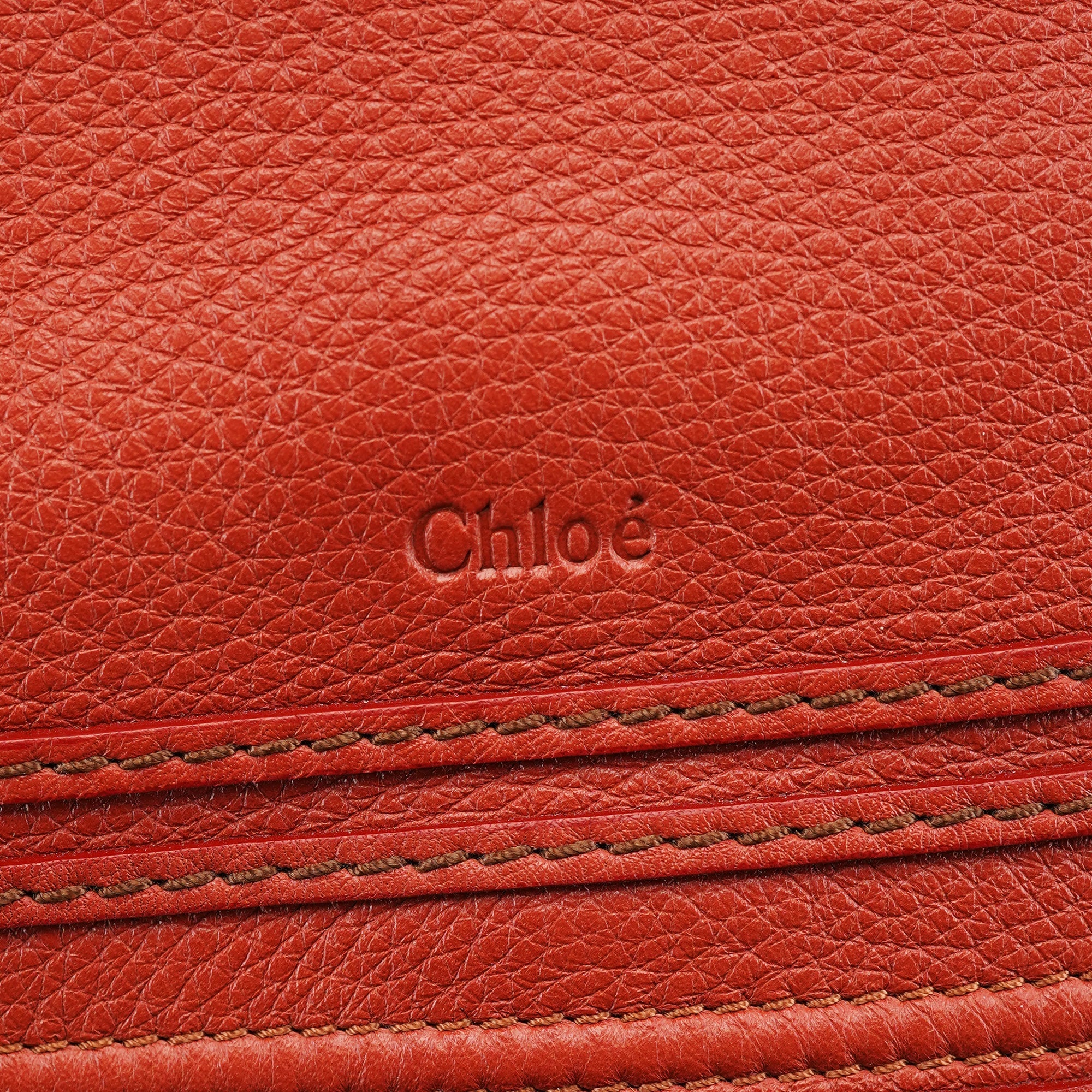 Chloe Red Leather Marcie Shoulder Bag