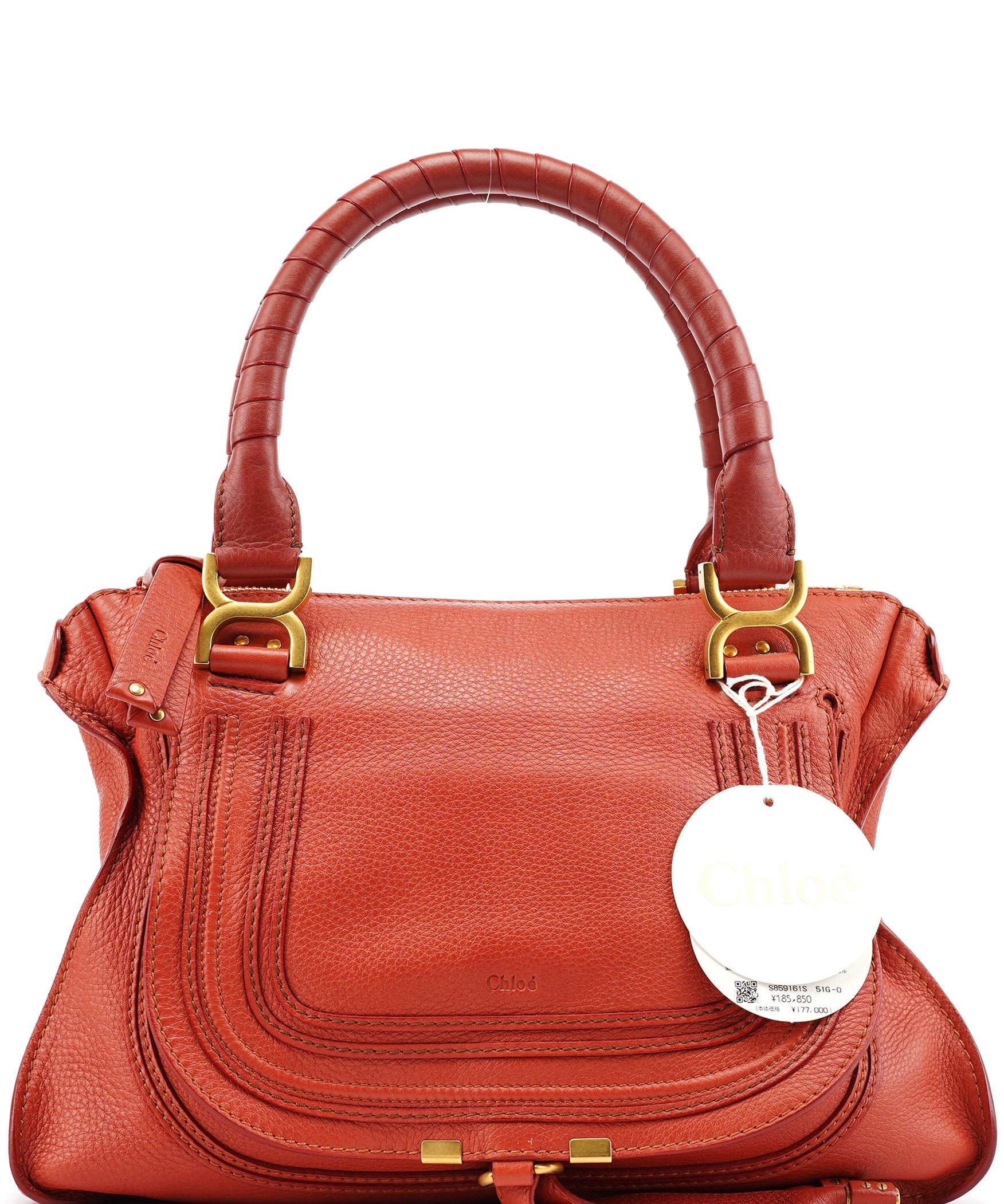 Chloe Red Leather Marcie Shoulder Bag