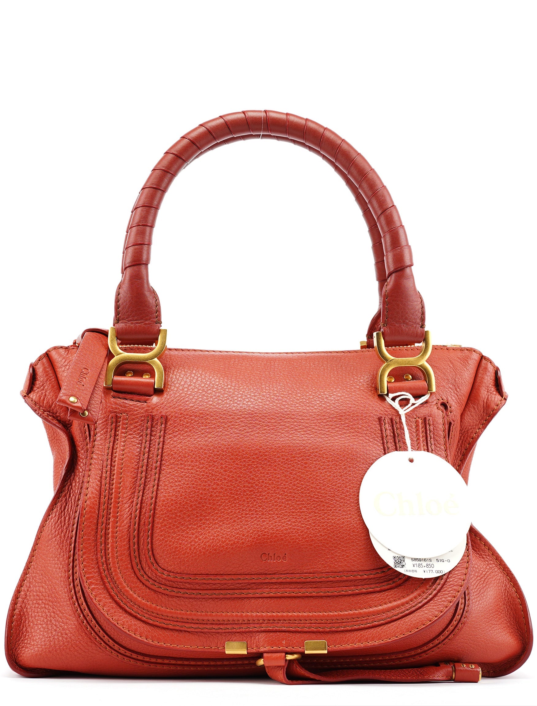 Chloe Red Leather Marcie Shoulder Bag