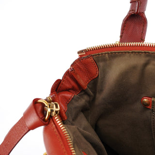 Chloe Red Leather Marcie Shoulder Bag