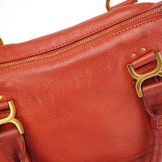 Chloe Red Leather Marcie Shoulder Bag