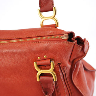 Chloe Red Leather Marcie Shoulder Bag