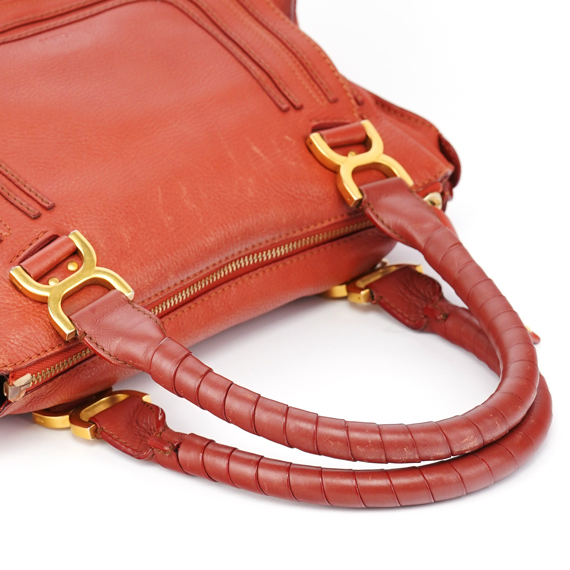 Chloé Sac porté épaule Marcie en cuir rouge