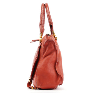 Chloe Red Leather Marcie Shoulder Bag