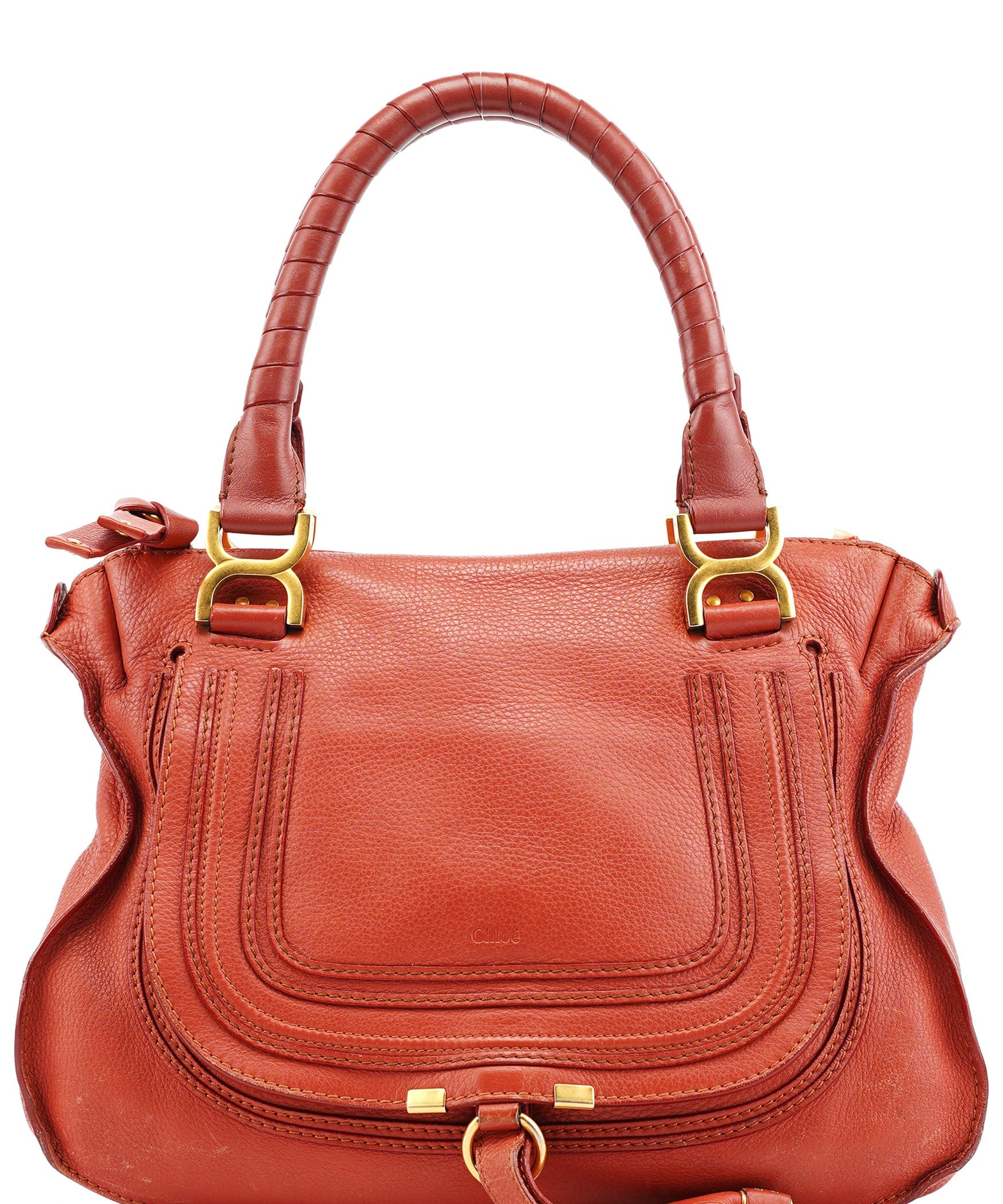 Chloe Red Leather Marcie Shoulder Bag