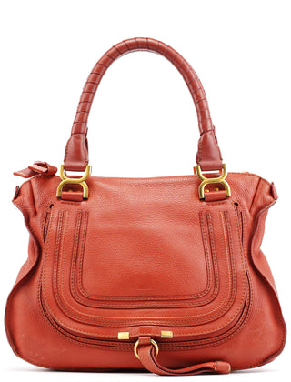 Chloe Red Leather Marcie Shoulder Bag