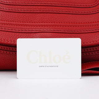 Chloe Red Leather Marcie Shoulder Bag