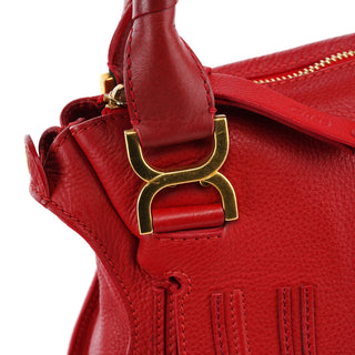 Chloe Red Leather Marcie Shoulder Bag