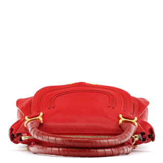 Chloe Red Leather Marcie Shoulder Bag