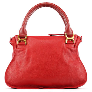 Chloe Red Leather Marcie Shoulder Bag