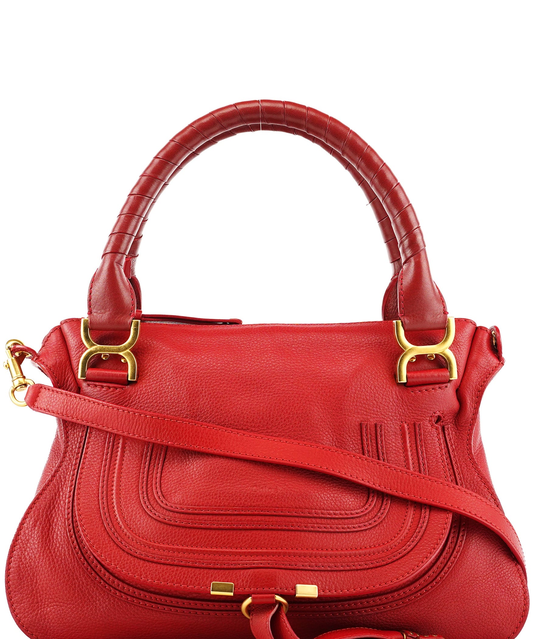 Chloe Red Leather Marcie Shoulder Bag