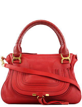 Chloe Red Leather Marcie Shoulder Bag