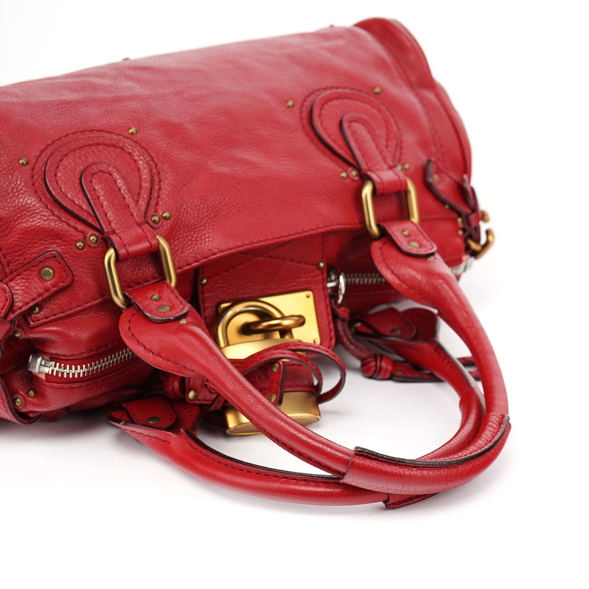 Chloé Red Leather Paddington Shoulder Bag