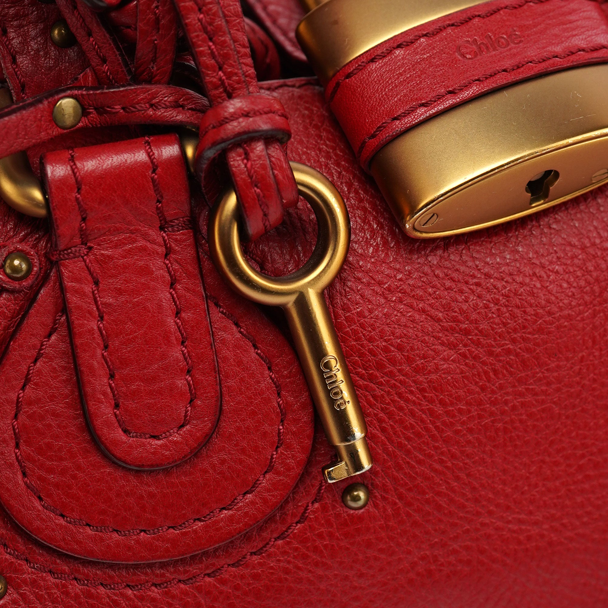 Chloé Red Leather Paddington Shoulder Bag