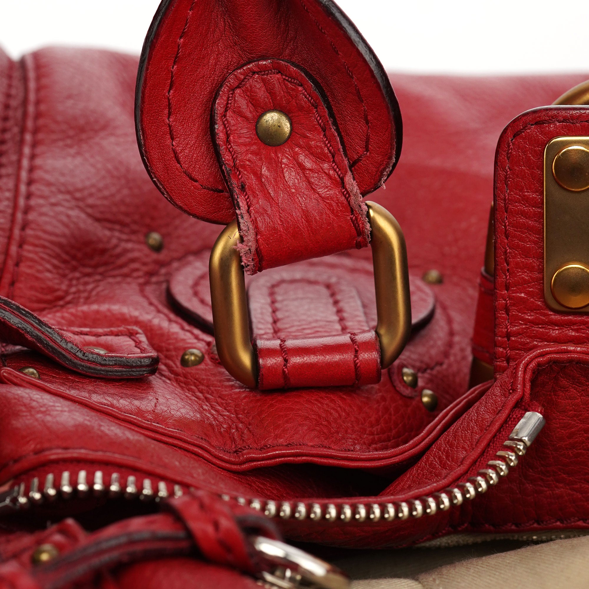 Chloé Red Leather Paddington Shoulder Bag