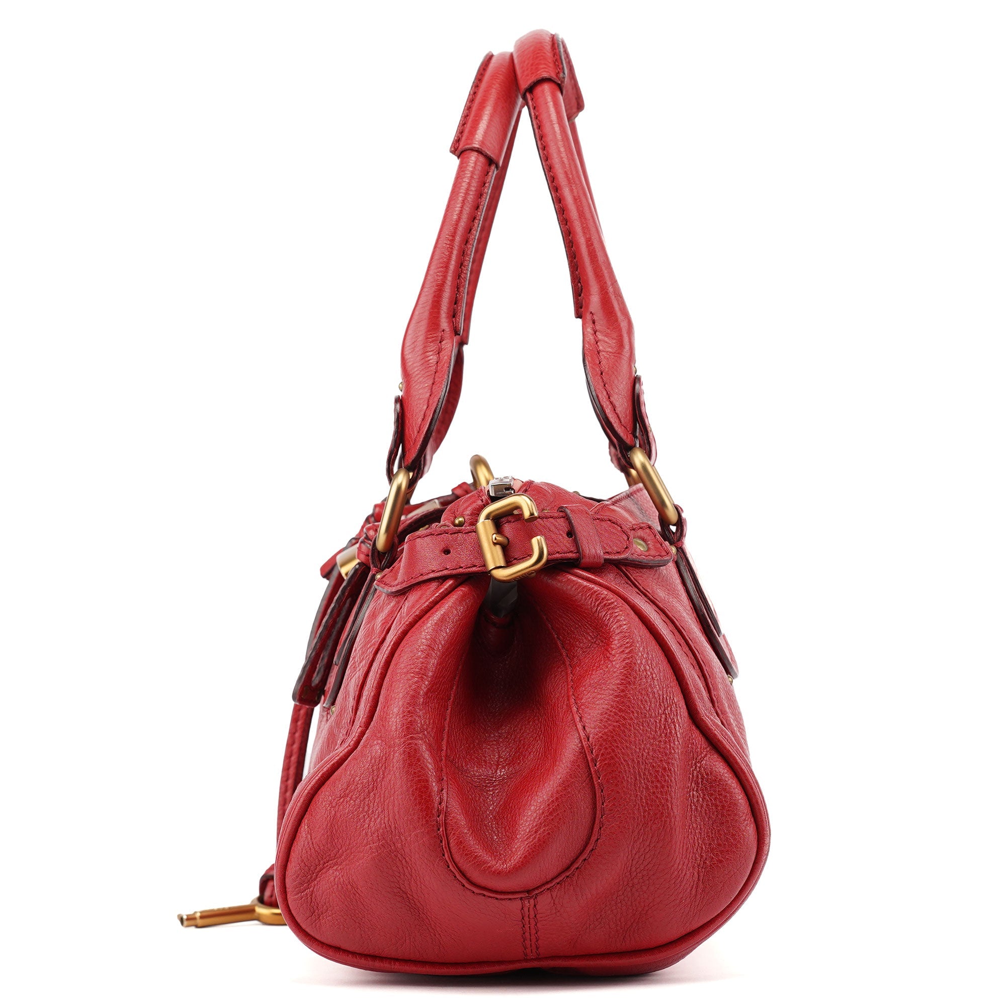 Chloé Red Leather Paddington Shoulder Bag
