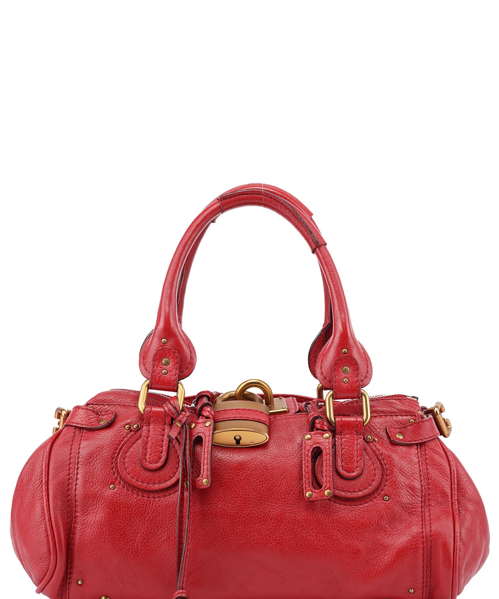 Chloé Red Leather Paddington Shoulder Bag