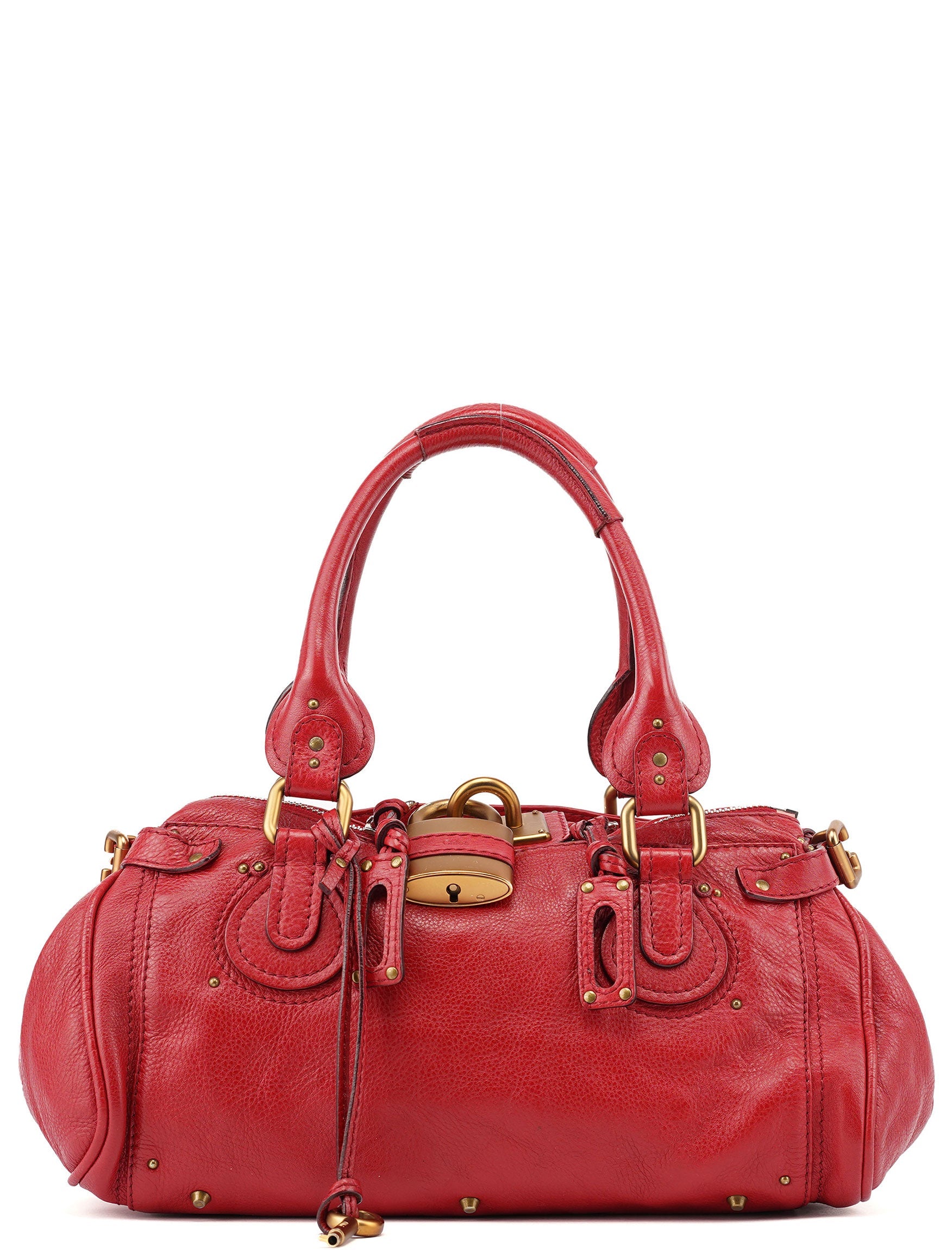 Chloé Red Leather Paddington Shoulder Bag