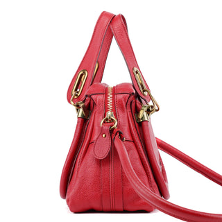 Chloé Red Leather Paraty 2-Way Shoulder Bag