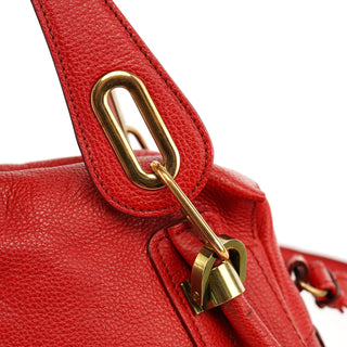 Chloé Red Leather Paraty 2-Way Shoulder Bag