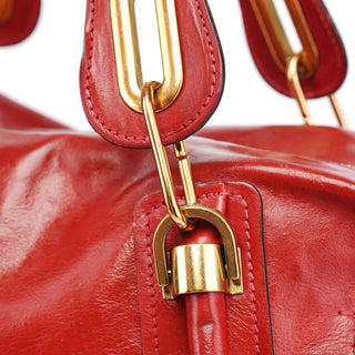 Chloé Red Leather Paraty Tote Bag