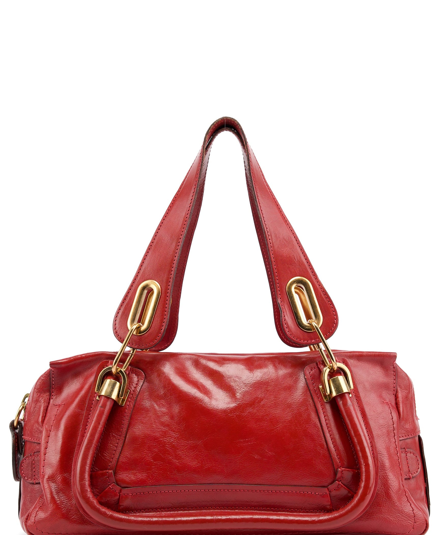 Chloé Red Leather Paraty Tote Bag