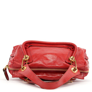 Chloé Red Leather Paraty Tote Bag