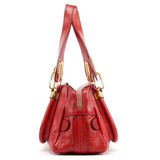 Chloé Red Leather Paraty Tote Bag