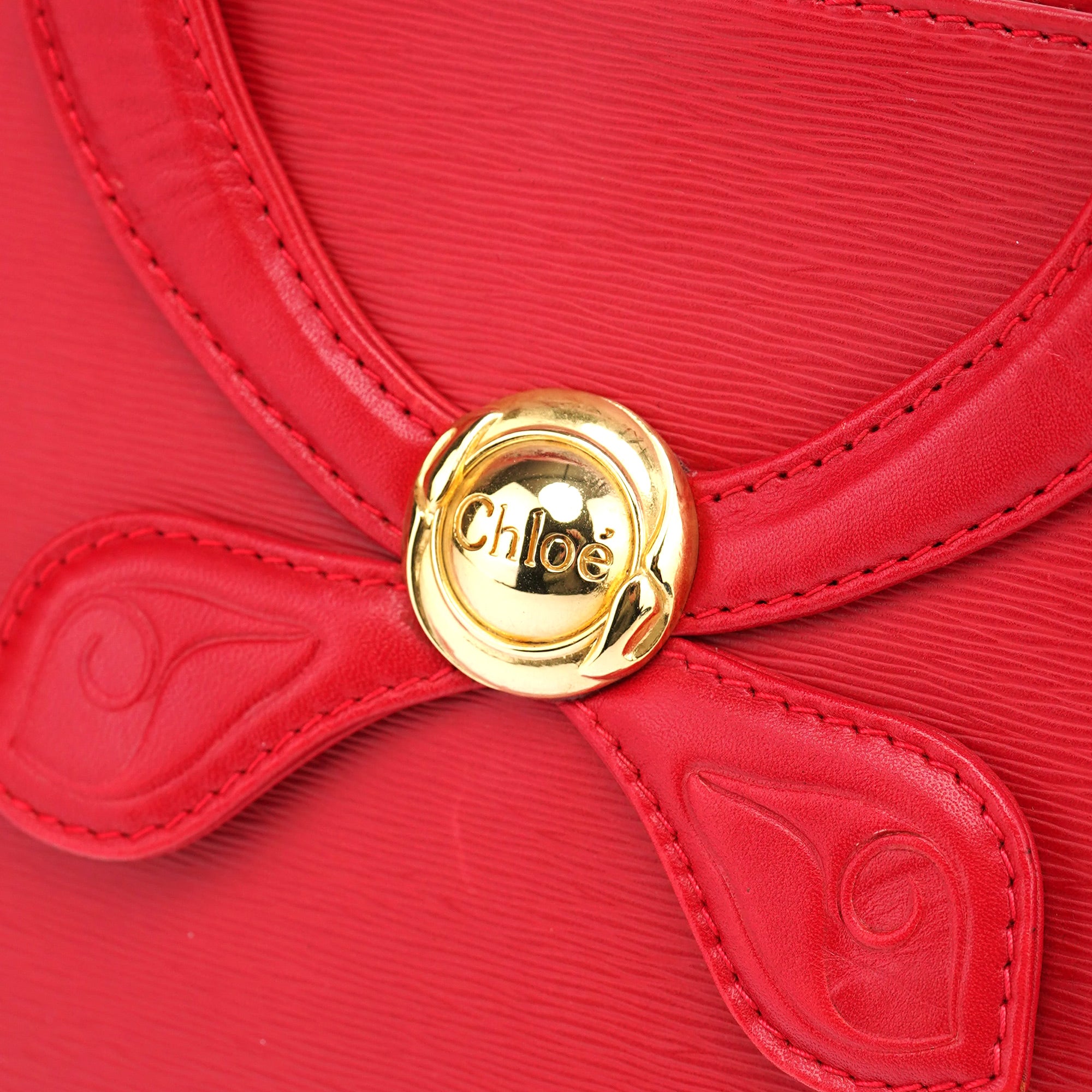 Chloé Red Leather Top Handle Bag