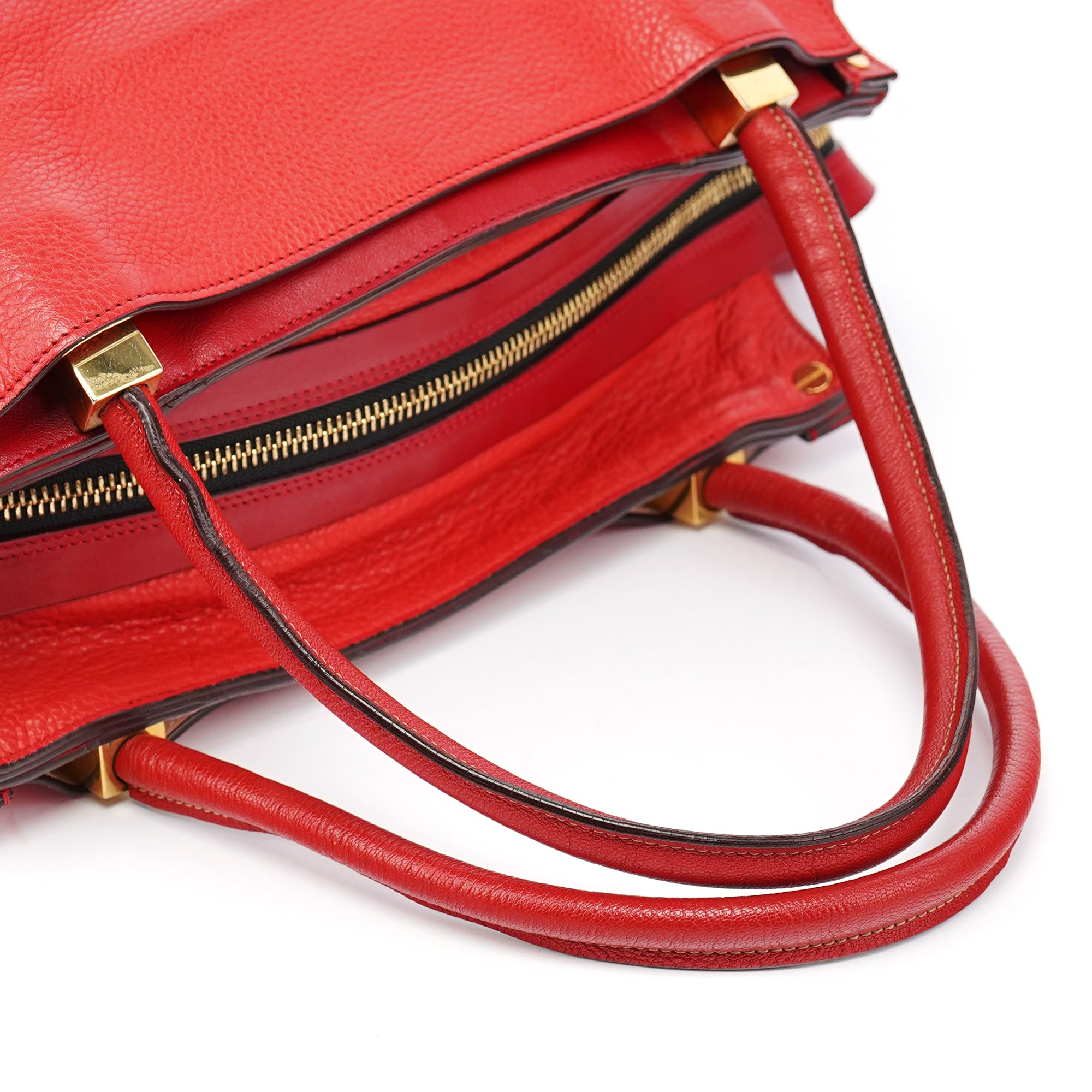 Chloe Red Leather Tote Bag