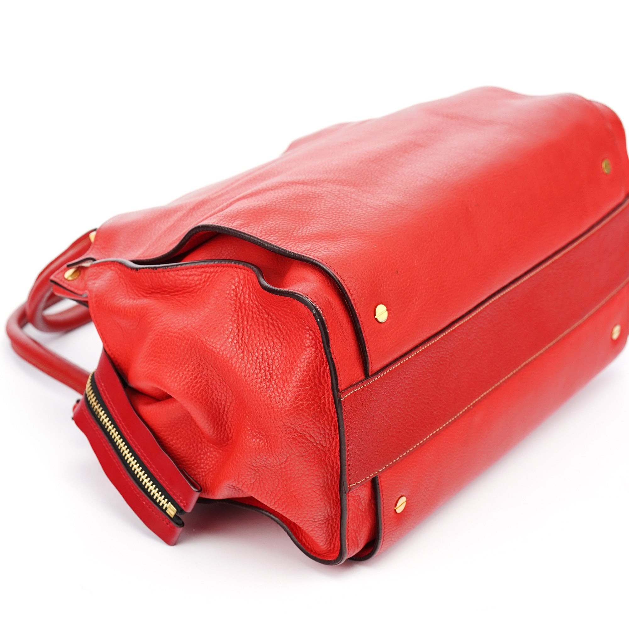 Chloe Red Leather Tote Bag
