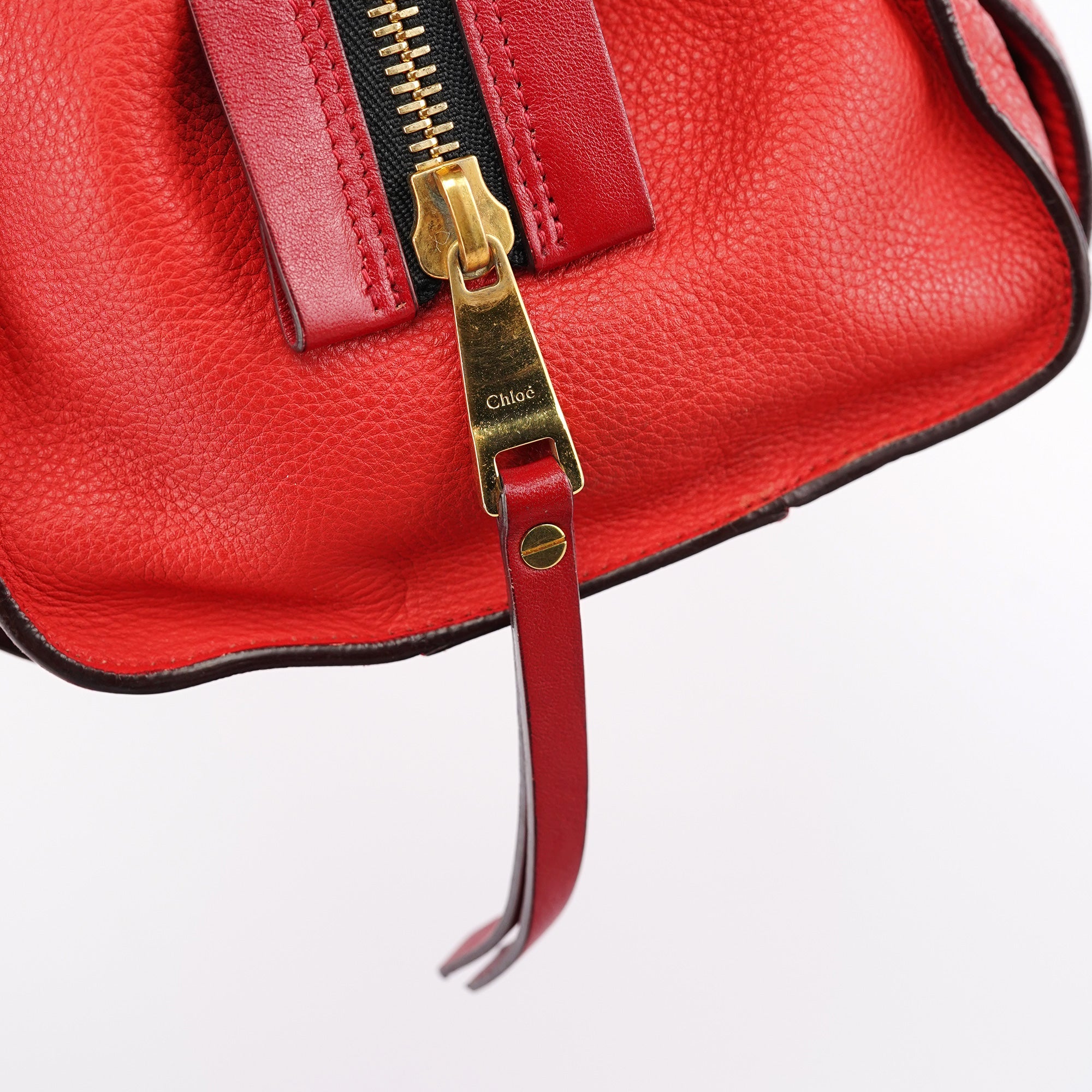 Chloe Red Leather Tote Bag