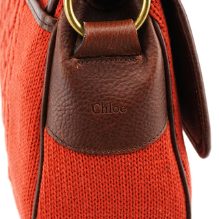 Chloe Red Wool Knit Shoulder Bag