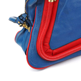 Chloe Rive Gauche Exclusive Blue Red Leather Paraty 2-Way Bag