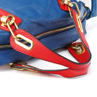 Chloe Rive Gauche Exclusive Blue Red Leather Paraty 2-Way Bag
