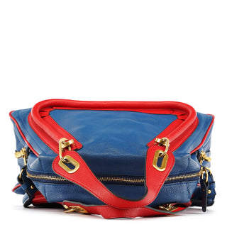 Chloe Rive Gauche Exclusive Blue Red Leather Paraty 2-Way Bag