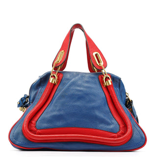 Chloe Rive Gauche Exclusive Blue Red Leather Paraty 2-Way Bag