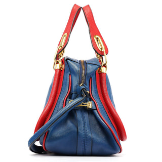 Chloe Rive Gauche Exclusive Blue Red Leather Paraty 2-Way Bag
