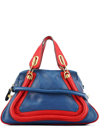 Chloe Rive Gauche Exclusive Blue Red Leather Paraty 2-Way Bag