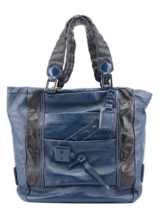 Chloé Royal Blue Leather Neo Paddington Tote Bag