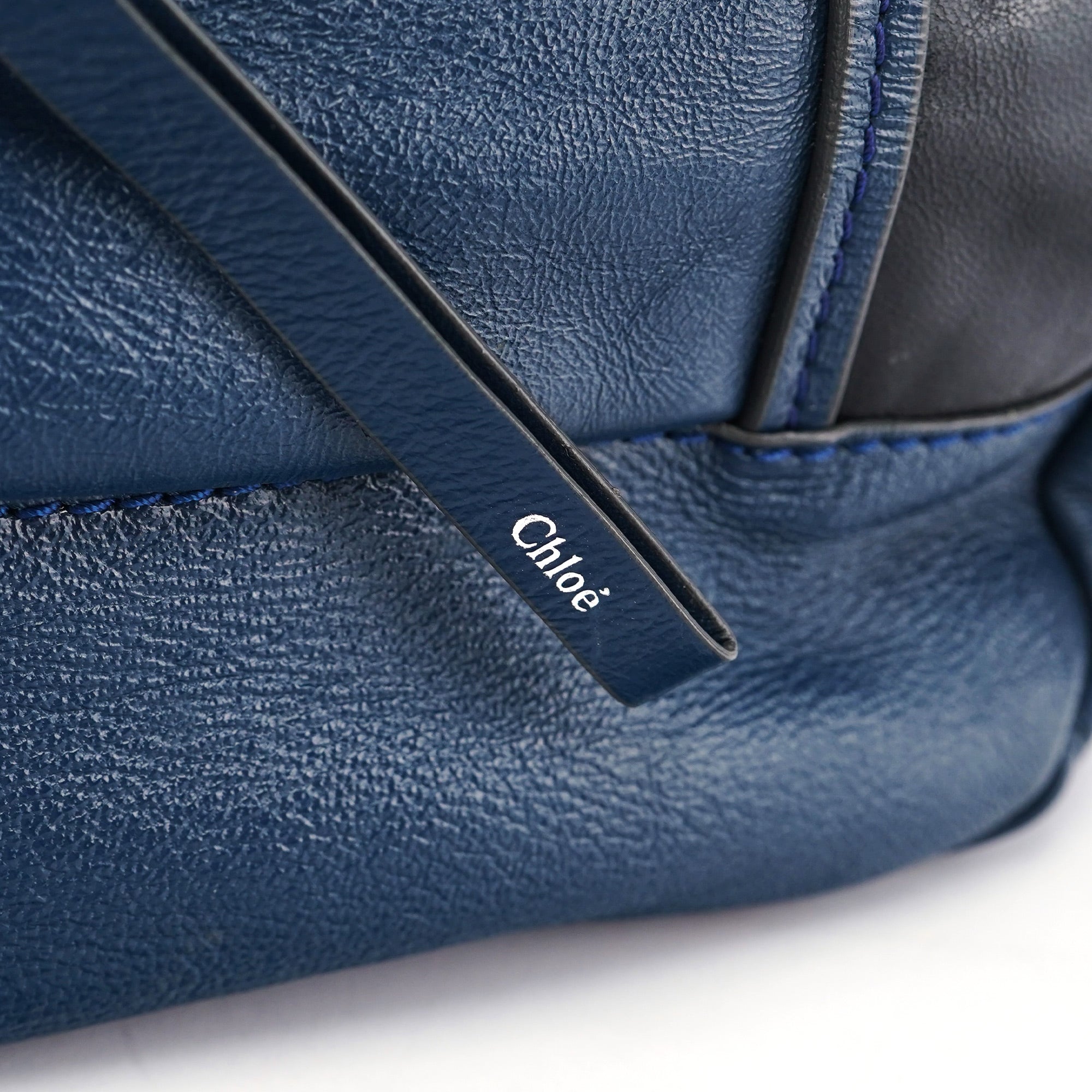 Chloé Royal Blue Leather Neo Paddington Tote Bag