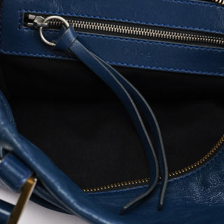 Chloé Royal Blue Leather Neo Paddington Tote Bag