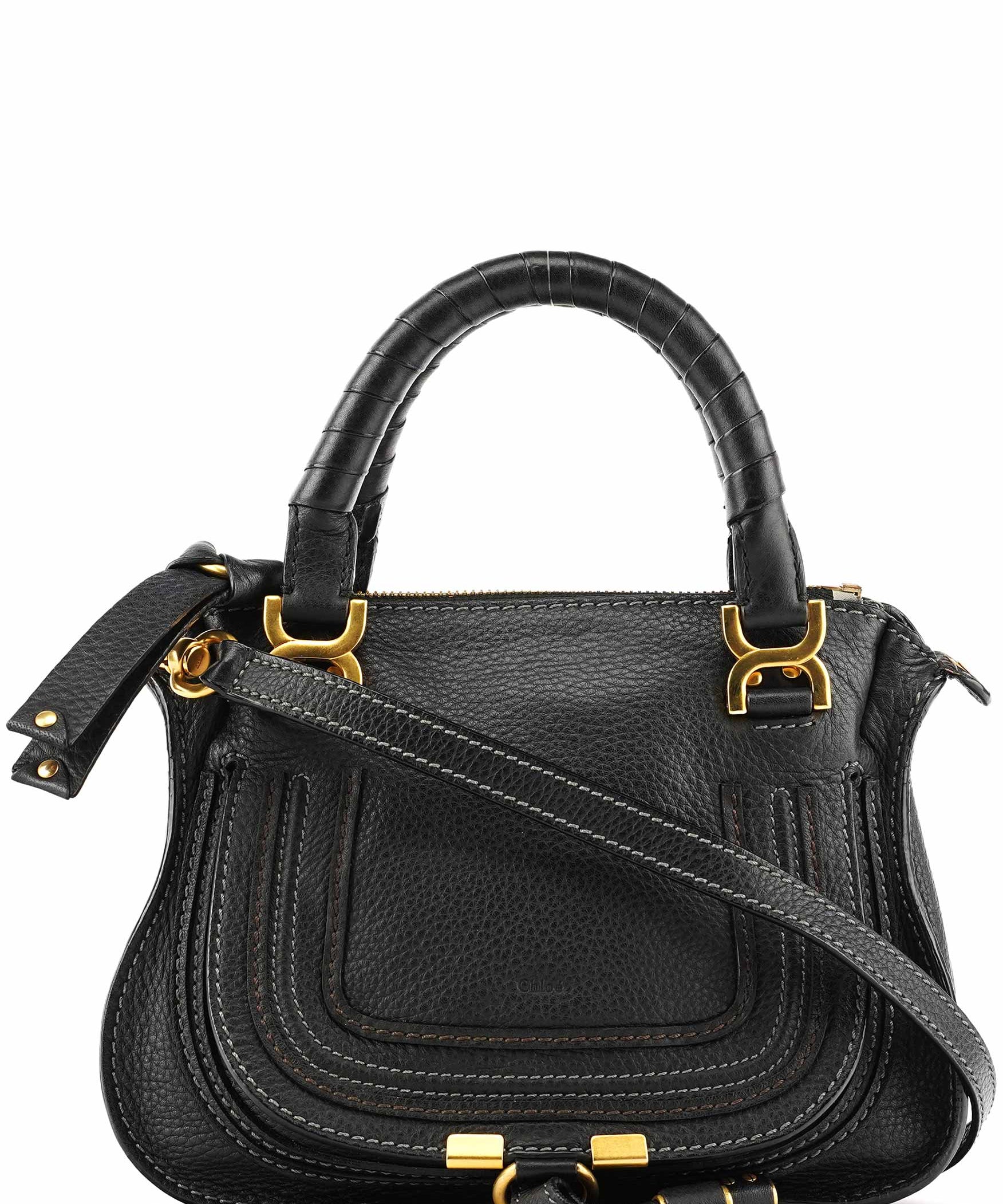 Chloe Small Black Leather Marcie 2-Way Bag