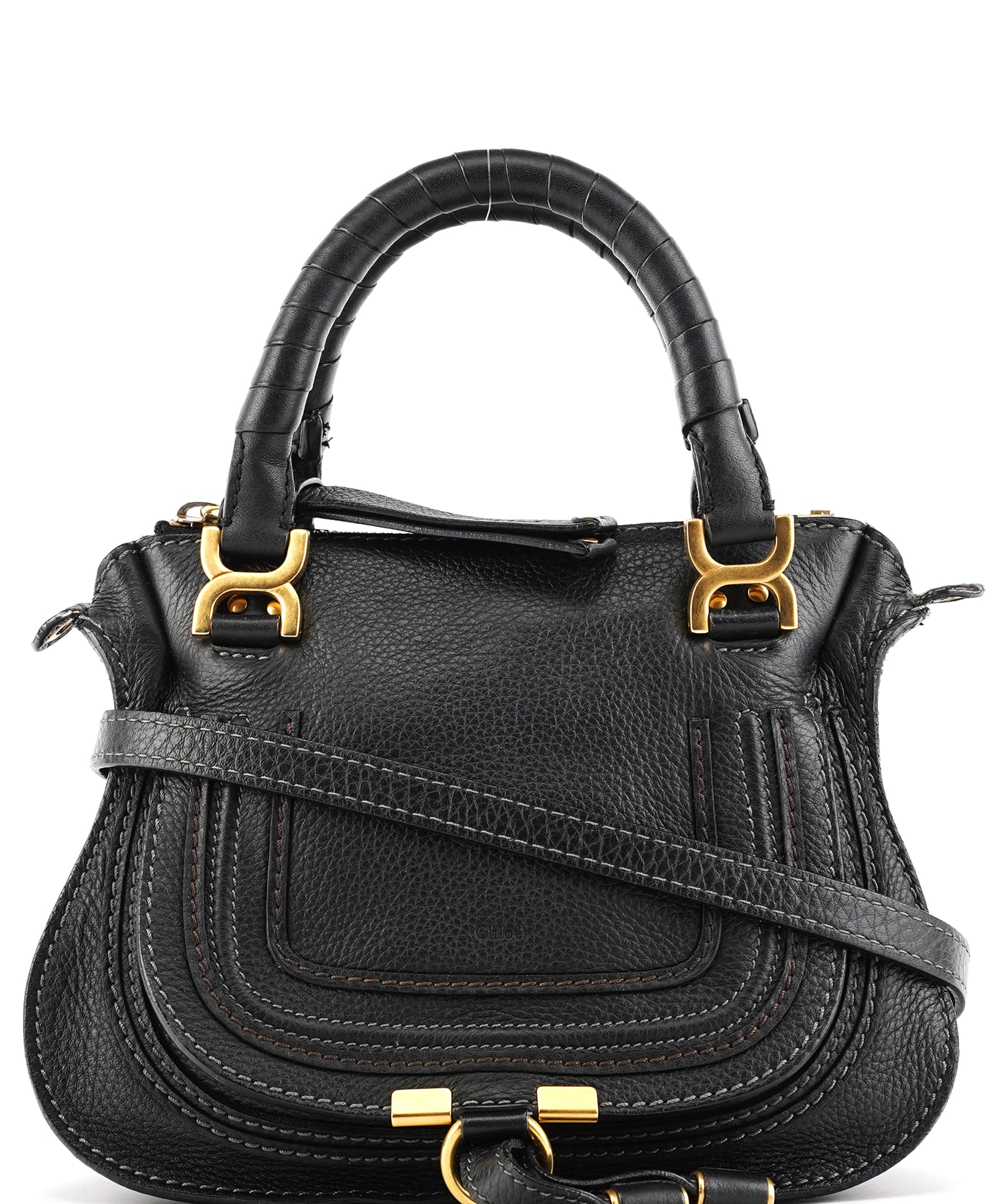 Chloé Small Black Leather Marcie 2-Way Bag